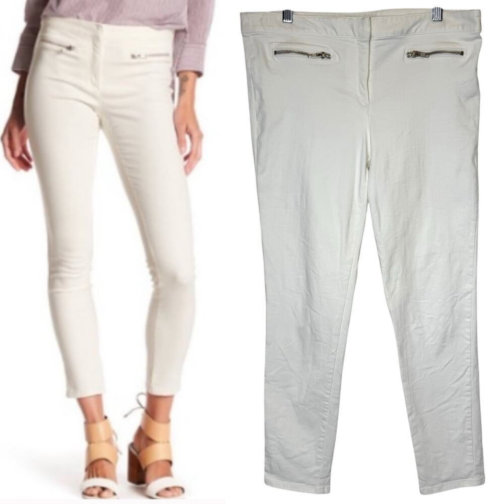 Veronica Beard Skinny Zip‎ Pocket Denim Trouser White size 10